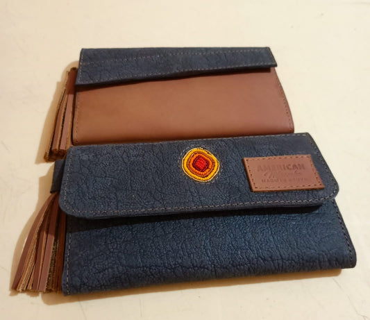 Leather wallet with Denim